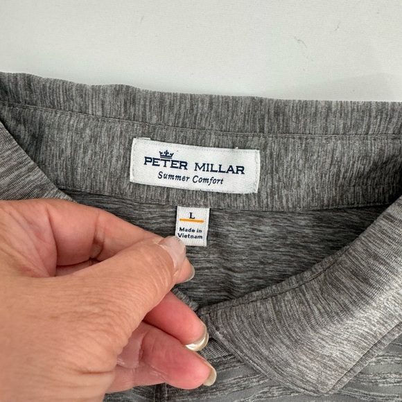 Peter Millar Summer Comfort Polo Shirt Men’s L Gray  Golf - Picture 2 of 7